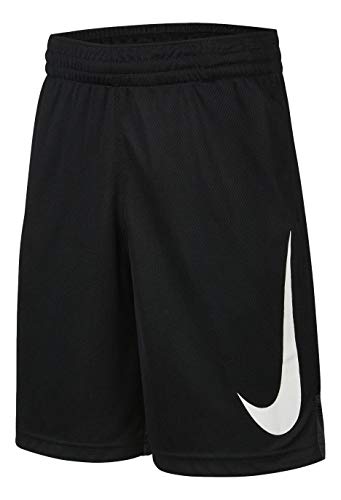 Nike Boy's Dri-Fit Printed Shorts (Black/White/Anthracite, Medium)
