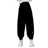 Girls Student Lantern Pants Solid Color Elastic Cuff Cargo Sweatpants Fashion Comfy Activities Athletic Trousers