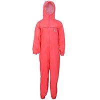 Zorax Boys Girls Pink (9-10 Years) Waterproof Windproof Lightweight Kids Rain Suit Coat All in One Dry Suit Puddle Unisex Drip Drop Raincoat