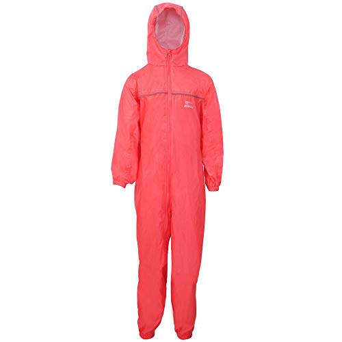 Zorax Garçons Filles Rose (11-12 ans) Imperméable Coupe-Vent Léger Manteau de Pluie pour Enfants Combinaison Sèche Tout en Un Puddle Unisexe Goutte à Goutte Imperméable