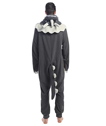 dressfan Unisexo Triceratops Dragón Pijamas Animales Dinosaurio Traje de Dormir Cosplay Disfraz Mamelucos Ropa de Dormir Comodidad Suave Festival de Carnaval Halloween Navidad,Gris,XXL