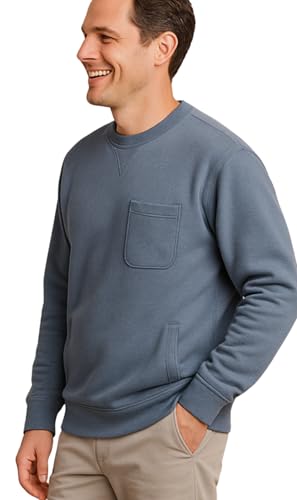 Turtle Bay New York Mens 3-Pocket Fleece Sweatshirt With Raglan Seams And Tagless Neck Blue Heather / 3XL