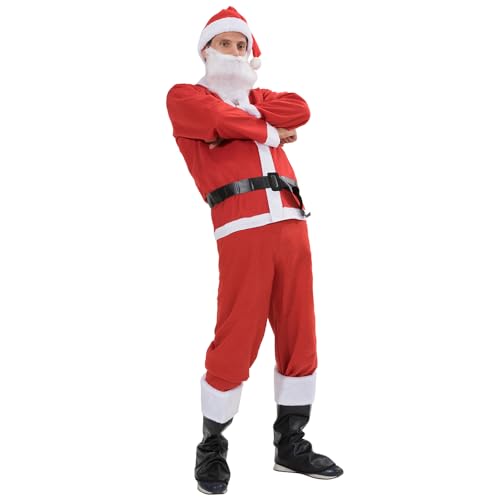 EraSpooky Costume da Babbo Natale per uomo vestito da Babbo Natale per adulti vestito operato rosso