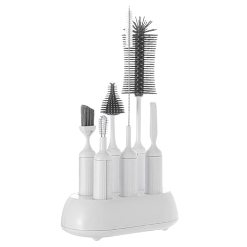 Juego de limpieza de biberones, 6 cepillos limpiadores de pajitas para botellas, arandela de cerdas de mango largo, 6.7 x 3.9 x 8.66 pulgadas, limpiador flexible de limpieza profunda, organizador de