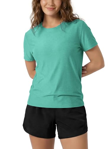 Image of ODODOS Women's Performance Cropped Tee Ultra Soft odSTRATUM Tech Short Sleeve Relaxed Top Crew Neck T-Shirts