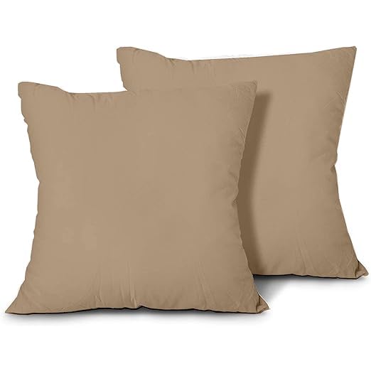 Image of Premium Polyester Fiber Cushion Fillers - Pack of 2 Pcs | 18 x 18 Inches | Taupe| Cushions, Sofa Pillow, Cushion for Sofa, Cushion for Bed, Decorative Pillow, Pillow for Support