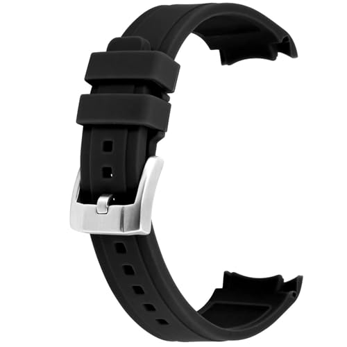 YISIWERA 18mm 20mm 21mm 22mm Rubber Watch Band Premium Crafter Silicone Universal Curved Ends Watch Strap Bracelet Brushed Stainless Steel Pin Buckle For Men Women (Black, 21mm) by YISIWERA - Used condition - US$13.35