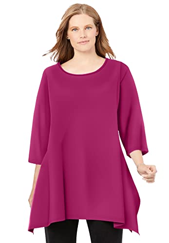 Woman Within Plus Size French Terry Handkerchief Hem Tunic