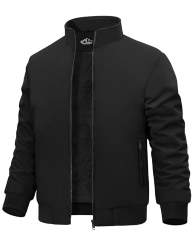 Xnova Winter Bomberjacke Herren Warm Gefütterter Pilotenjacke Wasserdicht Fleecejacke Fliegerjacke College Jacke Übergangsjacke mit Reißverschlusstaschen Stehkragen Mäntel, Schwarz, XXL Xnova Winter Bomberjacke Herren Warm Gefütterter Pilotenjacke Wasserdicht Fleecejacke Fliegerjacke College Jacke Übergangsjacke mit Reißverschlusstaschen Stehkragen Mäntel, Schwarz, XXL