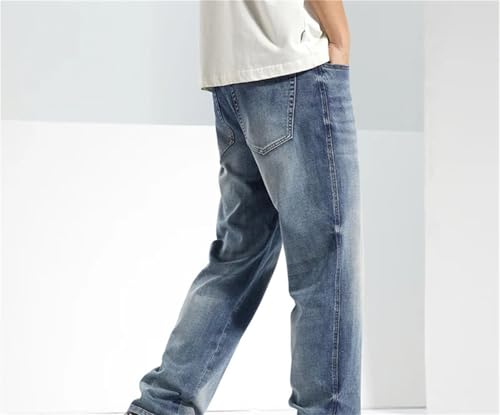 Men's Wide Leg Pants Baggy Jeans Straight Loose Lyocell Stretch Light Denim Pants3