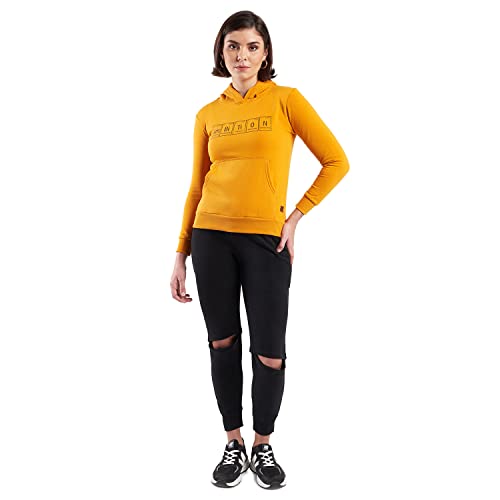 Image of PINACOLADA Women's Cotton Solid Printed Sweatshirt with Hoodie, Regular Fit for Casual Wear Full Sleeve Sweatshirt Crafted with Comfort Fit and High-Performance for Everyday Wear