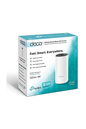 Image of TP-Link Deco M4 Whole Home Mesh Wi-Fi System, Seamless Roaming and Speedy (AC1200), Work with Amazon Echo /Alexa, Router and Wi-Fi Booster, Parental Control, Pack of 1, Qualcomm CPU