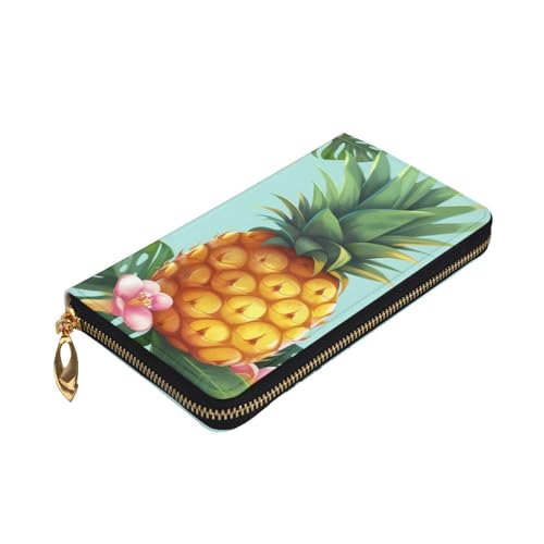 Tropical Pineapple Wallet for Men Women Long Purse Leather Clutch Large Business Handbag Travel Phone Holder Credit Card Holder Money Case with Zipper Leather Wallets Gift3