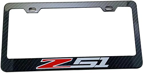 Carbon Fiber Z51 License Plate Frames for Corvette-Stainless Steel (1)