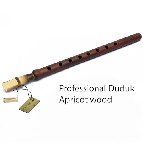 HandCraftoria Professionelles armenisches DUDUK-Instrument aus Aprikosenholz, Holzkoffer mit Leder überzogen, 1 professionelles Stimmzungen und 2 Standard, Flötenoboe Balaban Holzbläser (Tonart A)