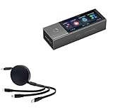 BoxWave Cable Compatible with Timekettle X1 AI Interpreter Hub - AllCharge PD miniSync (100W), Retractable High-Speed Charging Portable USB Cable - Jet Black