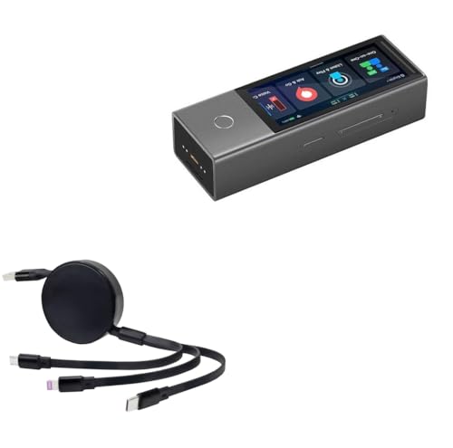 BoxWave Cable Compatible with Timekettle X1 AI Interpreter Hub - AllCharge PD miniSync (100W), Retractable High-Speed Charging Portable USB Cable - Jet Black