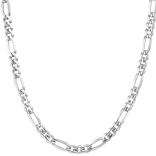 Verona Jewelers 925 Sterling Silver Necklace 3.5MM - 8MM Figaro Link Chain Necklace - Silver Figaro Link Necklace for Men, Silver Necklace 18-30, Made in Italy, Men and Women, Genuine, Authentic