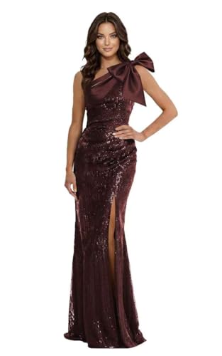 Arsyince One Shoulder Prom Dress with Bow Sequin Corset Mermaid Formal Evening Dress Floor Length...