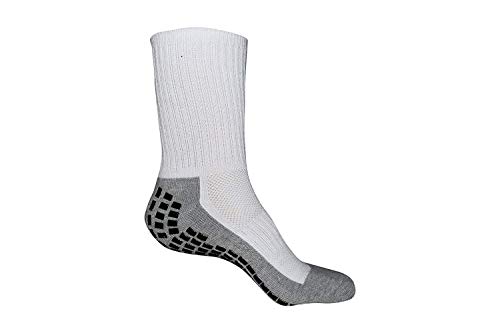 #1 Non Slip Socks, THE BEST Adult Hospital and Home Care Socks, Skid Resistant, Slipper Socks, Unisex Gripper Socks, (Adult White Medium)