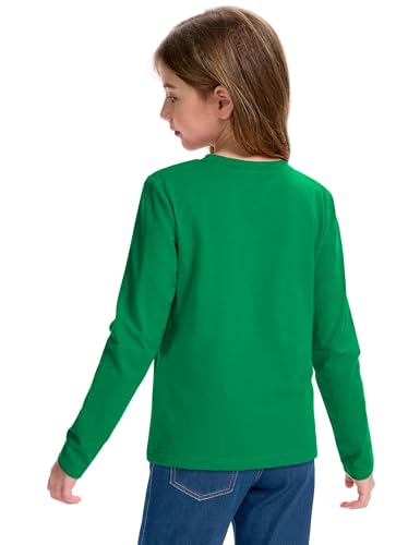 Image of KEREDA Girls Long Sleeve Shirts Soft Cotton T-Shirts Crewneck Basic Tees for Kids and Teen Girls Tops Clothes