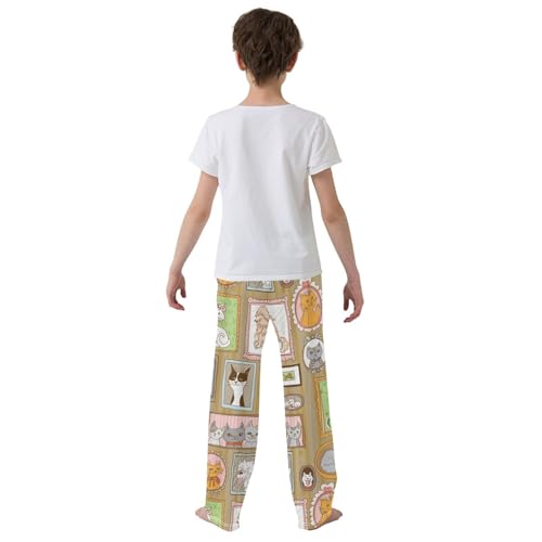 Boys' Pants Cute Cats Dogs Retro Portraits Pets Long Bottoms Jogger Pants Elastic Waist Trousers with Pockets S-XL3