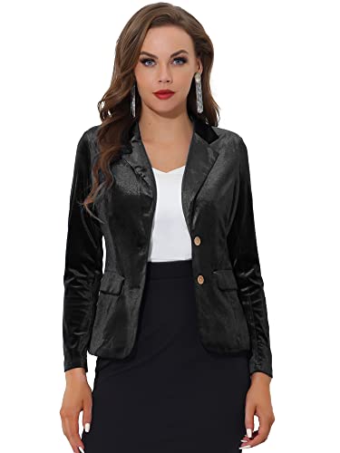 Allegra K Damen Vintage Blazer Gekerbte Reversknopf Front Office Samt Jacke...