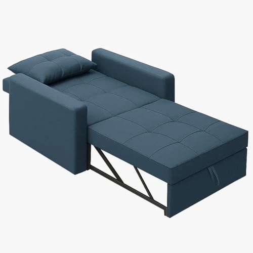Image of CASASTYLE Trissa 1 Seater Pull-Out Premium Fabric Sofa Cum Bed Sofa Set for Living Room (Teal Fabric)