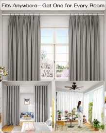 Image of Tension Curtain Rod by EZFurni, 2 Sets 42-123 Inches, Heavy Duty Tension Rods for Windows, No Drilling Adjustable Curtain Rod for Patio, Hold Up Blackout Curtains and Non Slip, White
