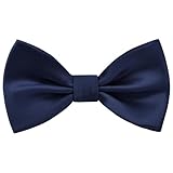 RR DESIGN Boy's Essential Satin Neck Bow Tie (Navy Blue, 5-10 Years)