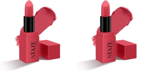 Image of Staze 9to9 Creme De La Matte Lipstick | Intense Color Payoff | Weightless Silky Formula | Smudgeproof & Transferproof | 12 Hrs Stay | Non-Drying Pigmented Lightweight | 05 Strawberry Daiquiri | 4.2 g