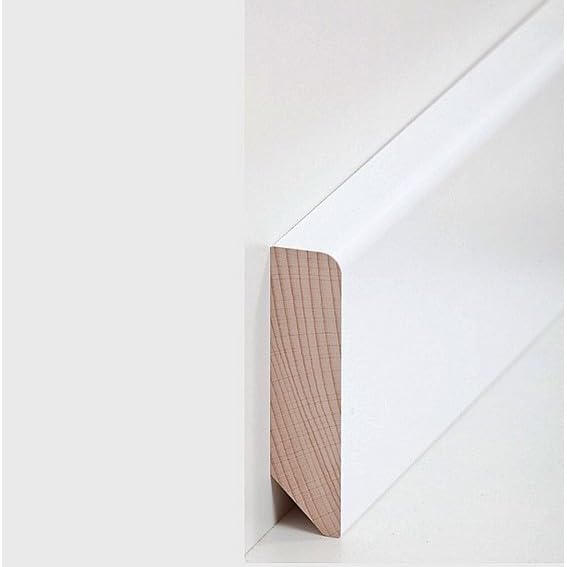 Listwa przypodłogowa z litego drewna 20 x 80 x długość opadająca do ok. 2400 mm lite drewno białe do klejenia, przykręcania i przybijania listwy przypodłogowej firmy PROVISTON 12 metrów | 5 sztuk
