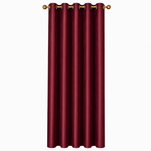 Image of Polyester Eyelet Door Curtain, Solid Plain Light Filtering Curtain for Bedroom, Living Room & Home Office, 7 Feet (84 x 48 Inch), Maroon, Pack of 1