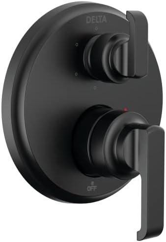 Delta Wasserhahn Tetra 14 Serie Mattschwarz 6-stufige integrierte Umstellventilverkleidung Kit, schwarzes Umstellventil-Verkleidungs-Set, Duschverkleidungsset, Mattschwarz T24989-BL (Ventil nicht im