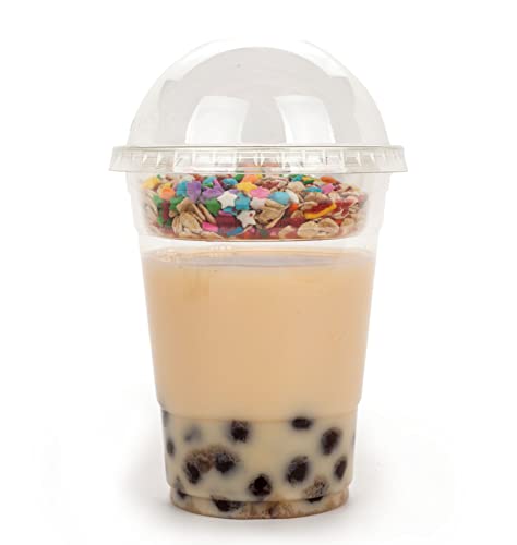 Image of •GOLDEN APPLE Cup series, 16oz Clear Plastic cups +4oz insert with Dome lids No hole 50sets, (50cups +50insert + 50 Dome lids)