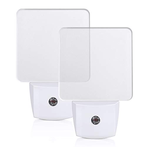 DEWENWILS Plug-in LED Night Light with Light Sensor, Dusk-Dawn Sensor, Flat Nightlight for Bathroom, Hallway, Bedroom, Living Room, Daylight, UL Listed (2Pack)