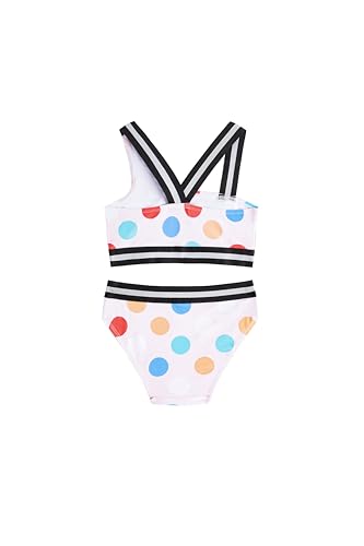 Image of LIZENS Girls Two Piece Polka Dots Swimwear 2-12Years Bikini Set One Shoulder Beach Bathing Suit for Kids Swimsuit