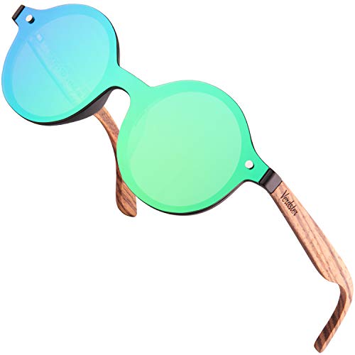 Verdster Gafas de Sol Redondas con Montura Oculta para Hombre y Mujer Tokyo  Patillas de Madera de Zebrano