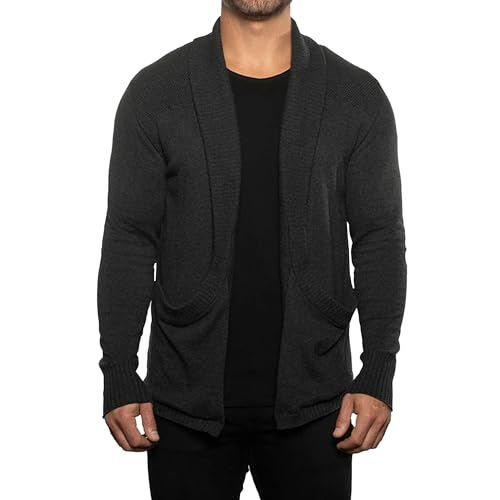 Men's Pure Cotton Knit Cardigan Shawl Collar Fit Casual Cardigans Casual Long Sleeve Zipper Sweaters for Men