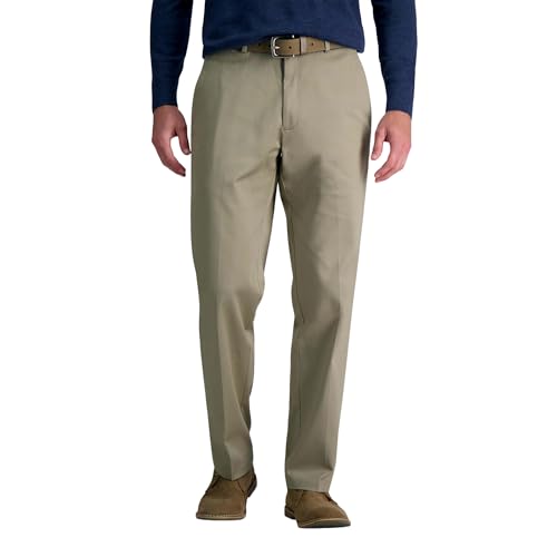 Haggar Men's Wrinkle Free Performance Khaki Classic Fit Flat Front Pant