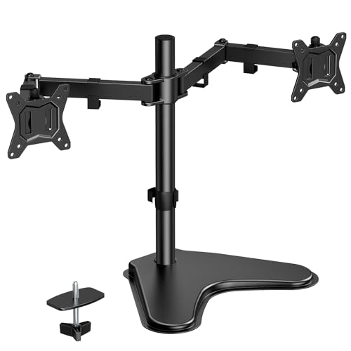 HUANUO Soporte Doble Monitor hasta 32' y 8 kg por Brazo, Soporte Monitor Doble Grado Superior en Alumin y Base Libre para 2 Pantall. Base para Monitor...