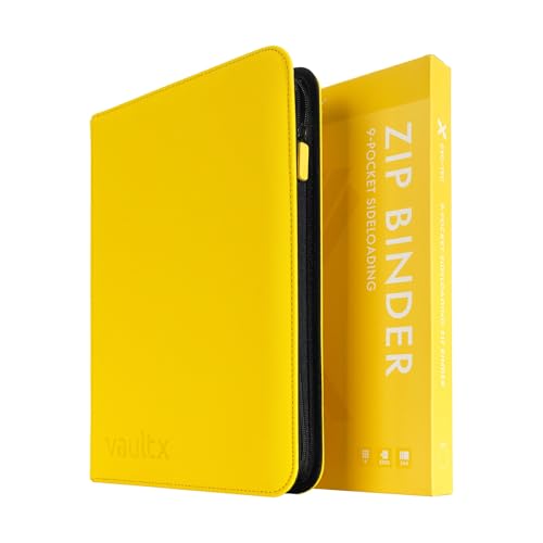 Vault X 9 Pocket Zip Binder 360 Cards Exo-Tec Material 20 Side-Loading Pages (Yellow)