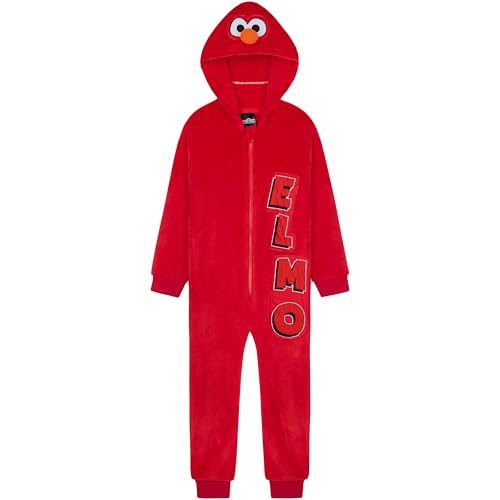 Get Trend Elmo Fleece One-Piece Pajamas Jumpsuit for Boys Girls Toddlers Sesame Street Zip Front Sleepwear Gifts for Kids (2-3 Years Red)