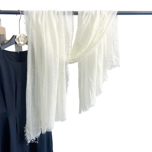 Image of Crinkled PolyCotton Scarf for Women - 180 x 90 cm Stole for Women | PolyCotton Scarf for Summers, Head Cover for Women | Lightweight Scarf for Women | Women Accessory