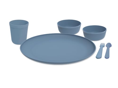 Image of All Time Plastic Microwave Safe Unbreakable Round Dinner Set of 6 | Picnic Set | Dinnerware | BPA Free | Food Grade Safe | Kitchenware | Blue Color