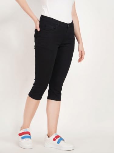 Image of Skinny Fit Women Denim Capri