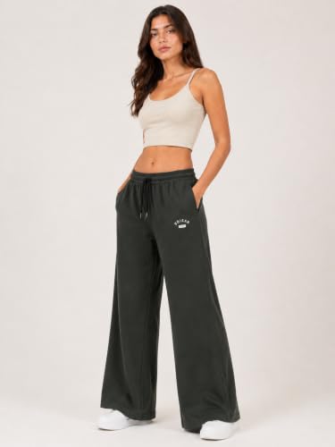 Image of Women's Cotton Wide Leg Track Pants | High Waist Palazzo Trousers with Elastic Drawstring