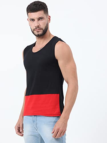 Image of Ideation Men's Cotton Round Neck Color Block Sleeveless T-Shirt