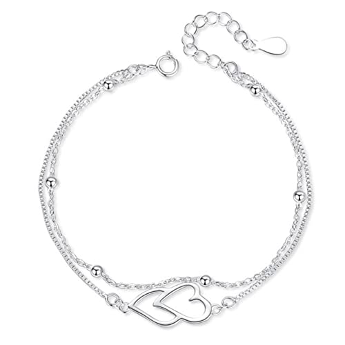 Bracelet en argent sterling 925 femme avec breloque amour coeur pour bijoux anniversaire
