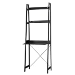 URBNLIVING Verona Ladder Work Desk 2 Shelves Wooden Bedroom Computer Table Office Storage Free Standing (Black)